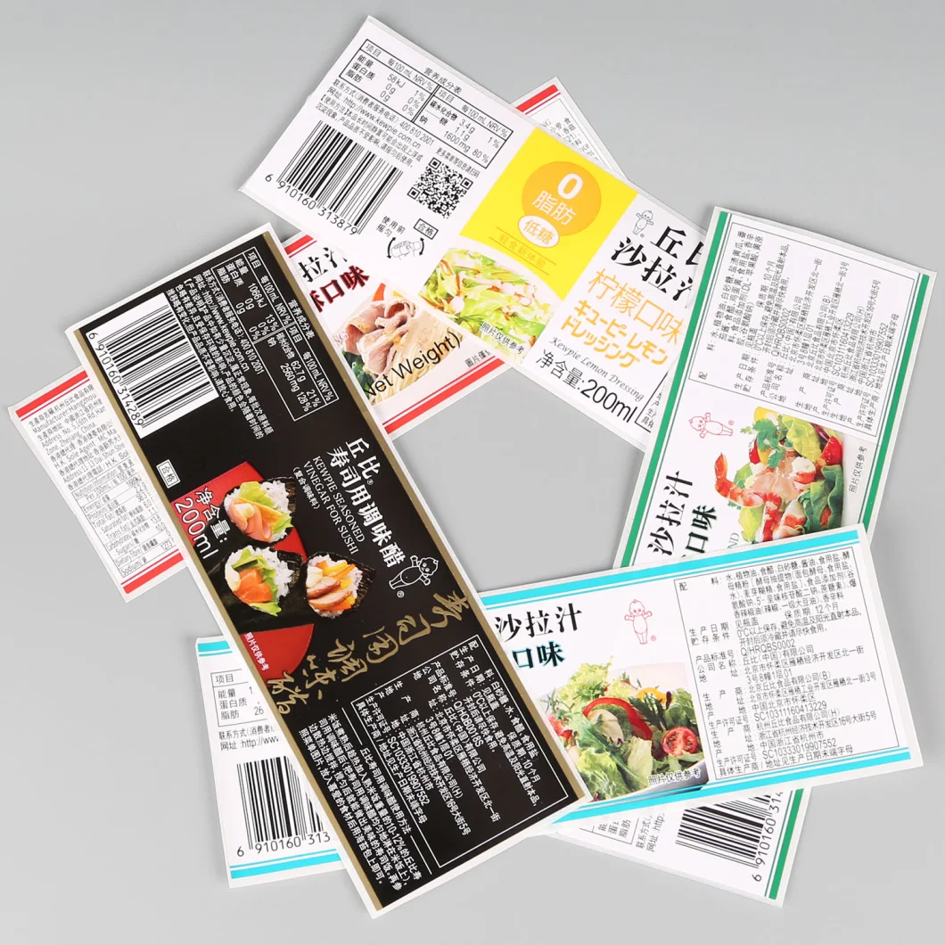 Custom High Quality Art Paper Bright Film Salad Dressing / Jam Packaging Label Sticker